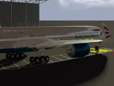British-Airways british airways plane in airport hangar Low-poly 3D model