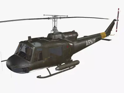 Bell UH-1B US Army Complex Animation Low-poly 3D model