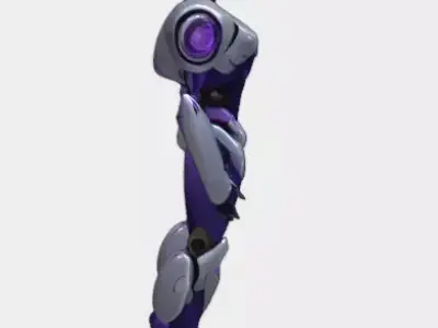 Futuristic Purple Silver Robot Character Low-poly 3D model