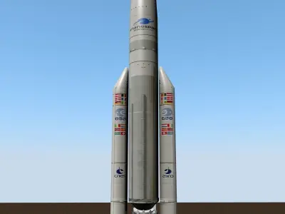 Rocket Ariane 5 ECA lowpoly Free low-poly 3D model