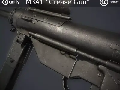 M3A1 Grease Gun Low-poly 3D model