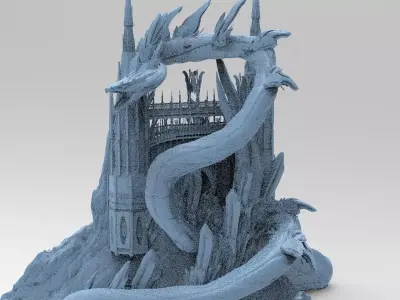 Crystal Snake mountain City Towers 3D model