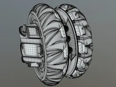 PBR Batmobile Arkham Knight highpoly tire 3D model