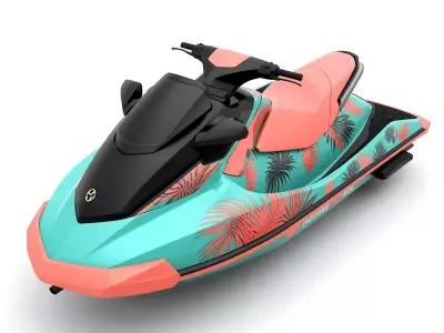 Stylized Tropical Jet Ski 3D Model Low-poly 3D model