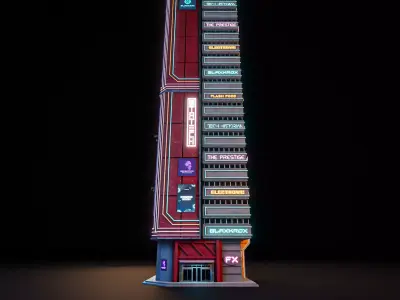 SCIFI CYBERPUNK FUTURISTIC NEON SKYSCRAPER 03 Low-poly 3D model