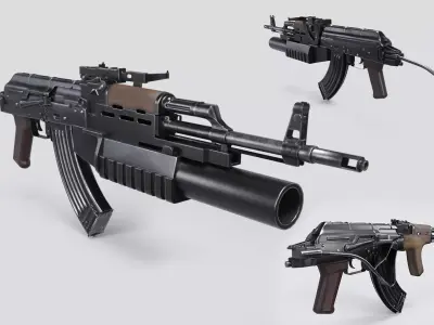 PA md 86 Rifle with detachable AG-40 Grenade Launcher Low-poly 3D model