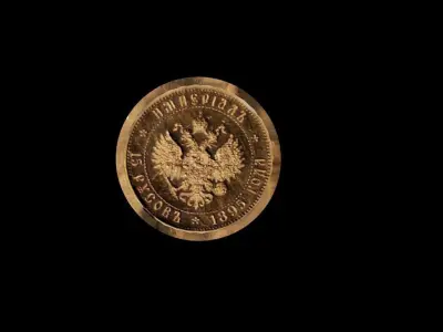 Set of coins of Nicholas II Low-poly 3D model
