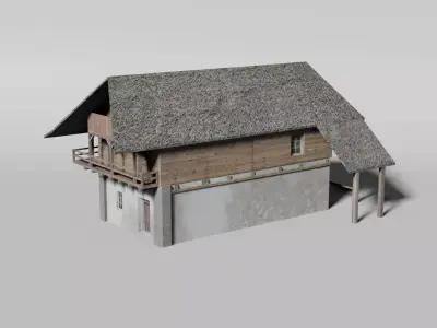 Old rural barn Low-poly 3D model