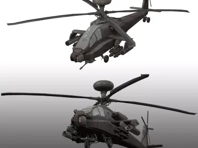Apache Attack Helicopter AH 64 Low-poly 3D model