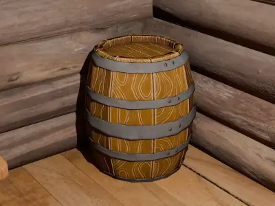 Pack furniture made of wood Free low-poly 3D model