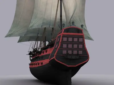 Black Frigate Low-poly 3D model