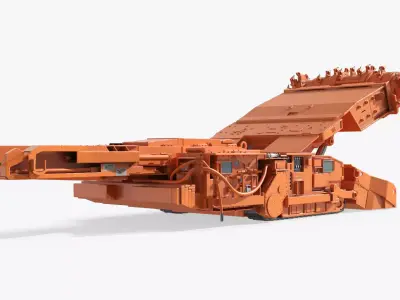 Underground Miner Vehicle for Tunnel Excavation Orange Rigged 3D model