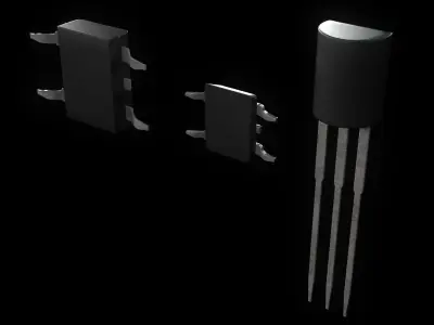 Transistors four electronic components Low-poly 3D model