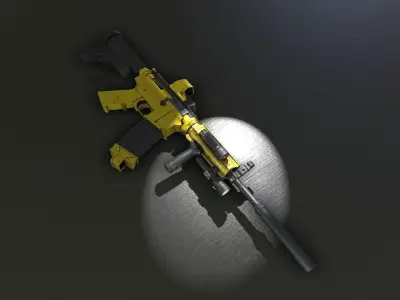 Cyberpunk Rifle MA41 Low-poly 3D model