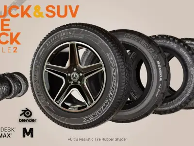 TRUCK - SUV Tire Pack Bundle 2 Low-poly 3D model