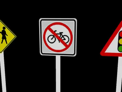 Road Sign Board  Low-poly 3D model