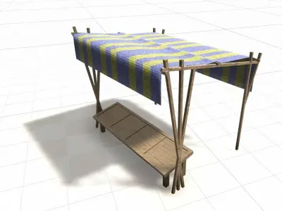 Medieval Stall Game Ready Low-poly 3D model
