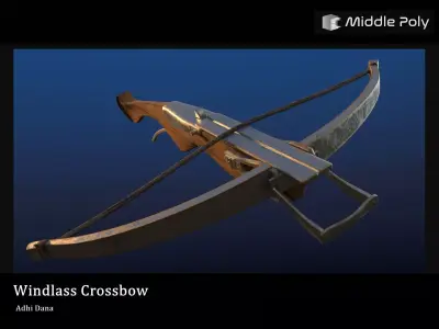 Crossbow Set windless Low-poly 3D model