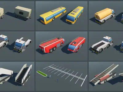 Mobile Airport Low-poly 3D model