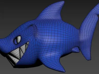 Cartoon Fish Smiled Shark 3D model