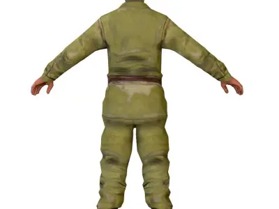 LowPoly Man Old USSR Soldier Low-poly 3D model