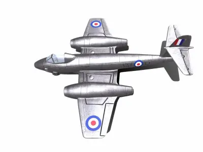 Gloster Meteor British Fighter Jet Low-poly 3D model