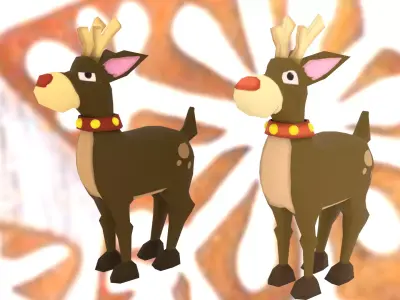 Reindeers pack Low-poly 3D model