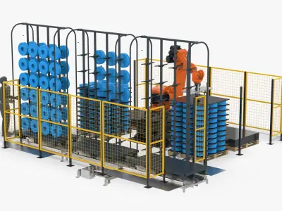 Automatic Robot Bobbin Loading Workstation 3D model