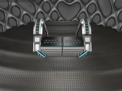 Sci-Fi Stairs - 30 - Silver Blue Neon Light Version Low-poly 3D model