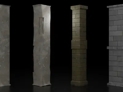Stone Pillar Pack Low-poly 3D model