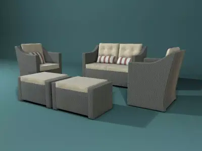 Outdoor Wicker Set Free low-poly 3D model