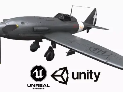 Plane Reggiane Re 2005  Low-poly 3D model