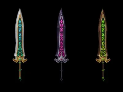 Runic Greatsword Low-poly 3D model