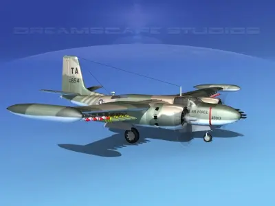 Douglas A-26K Invader USAF Vietnam 3 3D model