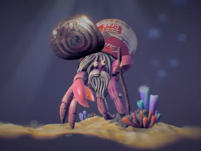 Hermit Crab Low-poly 3D model