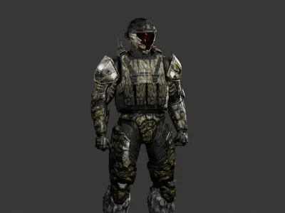 Tiled Jungle Tiger Stripe Camouflage Pattern 3D model