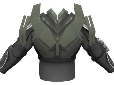 Sci-fi Cyborg Ranger Warrior Top With Guns Ammunition Low-poly 3D model