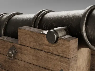 Medieval pirate cannon Low-poly 3D model
