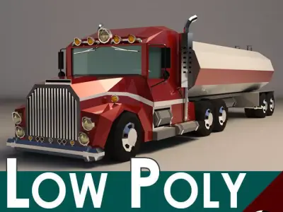 Low-Poly Cartoon Tank Truck Low-poly 3D model