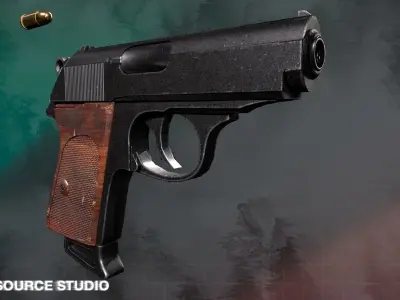 Walther PPK LowPoly Gameready by SoutSource Studio Low-poly 3D model