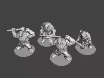 6MM SCALE ARMORED TROLL CHIEFS SET MINIATURE MODELS FANTASY EPIC 3D print model