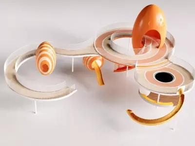 Futuristic Organic Space Playground and Modular Sci-Fi 3D model