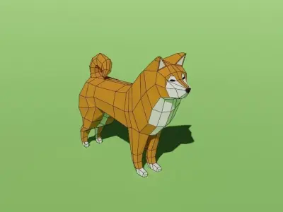 Shiba Inu - low-poly 3D model rigged dog Low-poly 3D model