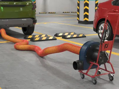 Car Exhaust Extractor Rigged for Cinema 4D 3D model