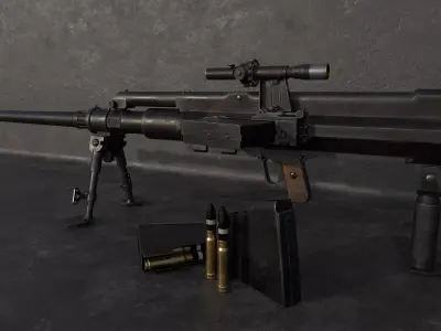 36M antitank rifle Low-poly 3D model