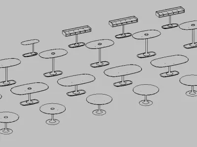 Mid Century Modern Pedestal Table Collection   Variations 3D model