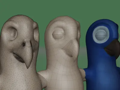 Parrot Ajwa Cartoon bird in Blender low-poly 3d model Low-poly 3D model