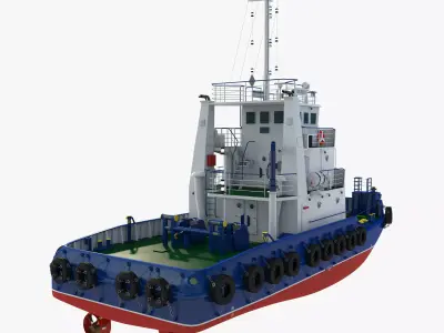Tugboat Towing Ship 3D model