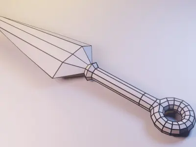 Low Poly Game-Ready Ninja Knife - Kunai Low-poly 3D model