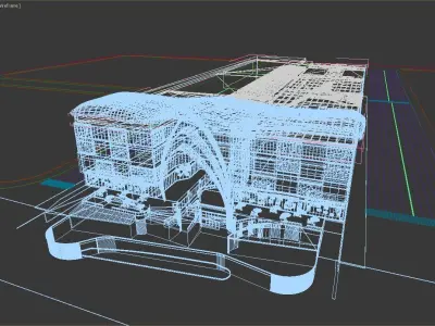 Exterior Retail Mall Animation Low-poly 3D model